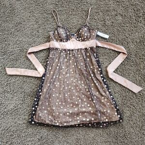 A. Byer Brown And Gold Polka Dot Dress